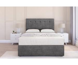 Sloomy Highbury Steel Plush Divan Bed With Mattress 2 Drawers Same Side With 54" Floor Standing Headboard 6' Super King