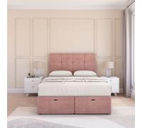 Sloomy Jasmine Plush Fabric Ottoman Bed End Opening With Sprung Memory Mattress & 26 Inch strut Headboard in Pink | Size: King Sloomy Pink King