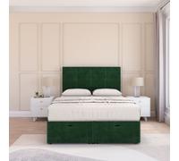 Sloomy Jasmine Plush Fabric Ottoman Bed End Opening With Sprung Memory Mattress & 26 Inch strut Headboard in Emerald | Size: Super King Sloomy Emerald Super King