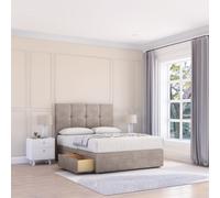 Sloomy Jasmine Plush Velvet Memory Foam Bed Set With 4 Drawers, Mattress & Headboard in Stone | Size: Super King Sloomy Stone Super King