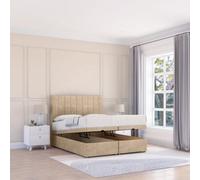 Sloomy Kansas Almond Coniston 2Ft6 Ottoman Bed End Opening With Sprung Memory Mattress & 26" Headboard-Small Single