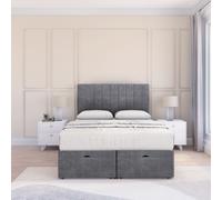 Sloomy Kansas Coniston Fabric Ottoman Bed End Opening With Sprung Memory Mattress & 26 Inch strut Headboard in Dark Grey | Size: Super King Sloomy Dark Grey Super King