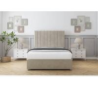 Sloomy Kansas Cream Plush Divan Bed With Mattress 2 Drawers Foot-End With 54" Floor Standing Headboard 6' Super King