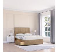 Sloomy Kansas Divan Bed Base 2 Drawers & 26" Struts Headboard in Light Brown | Size: Super King Sloomy Light Brown Super King