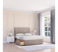 Sloomy Kansas Divan Bed Base 2 Drawers & 26" Struts Headboard in Stone | Size: Small Double Sloomy Stone Small Double