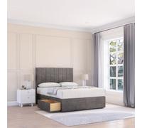 Sloomy Kansas Divan Bed Base No Drawers & 26" Struts Headboard in Grey | Size: Single Sloomy Grey Single