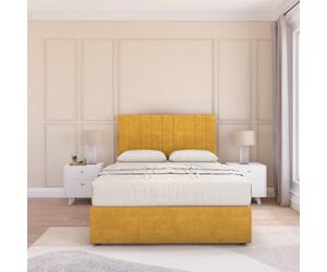 Sloomy Kansas Mustard Plush 2Ft6 Memory Foam Bed Set With No Drawers, Mattress & Headboard- Small Single