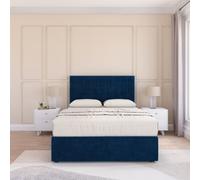 Sloomy Kansas Navy Plush 5Ft Memory Foam Bed Set With No Drawers, Mattress & Headboard- King