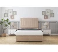 Sloomy Kansas Pebble Plush Ottoman Bed With Mattress With 54" Floor Standing Headboard 5' King