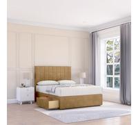 Sloomy Kansas Plush Bed Set With 2 Drawers, Mattress & 54" Headboard in Light Brown | Size: Small Single Sloomy Light Brown Small Single