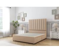 Sloomy Kansas Plush Divan Bed No Drawers With 54" Floor Standing Headboard in Stone | Size: Single Sloomy Stone Single