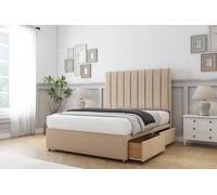 Sloomy Kansas Plush Divan Set 2 Drawers-54" Headboard in Stone | Size: Small Double Sloomy Stone Small Double