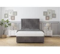 Sloomy Kansas Slate Naples Divan Bed With Mattress 2 Drawers Foot-End With 26" Strutted Headboard 4'6 Double