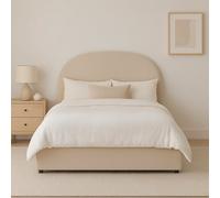 Sloomy King Berkley Ottoman Bed With Storage - Plush Beige Upholstered Lift-Up Flatpack Bed Frame - 5Ft