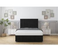 Sloomy Kingsley Black Plush Divan Bed Set 2 Drawers Left Side - 26" Strutted & 12" Footboard 3' Single
