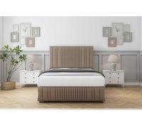 Sloomy Kingsley Mink Plush Divan Bed Set 2 Drawers Right Side - 26" Strutted & 12" Footboard 2'6 Small Single