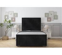 Sloomy Lancaster Black Naples Bed Frame With Mattress With 50" Upholstered Headboard 4' Small Double