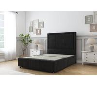 Sloomy Lancaster Black Plush Divan Bed 4 Drawers-26" Strutted Headboard 12" Footboard 4' Small Double