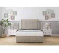 Sloomy Lancaster Cream Plush Ottoman Bed With Mattress With 26" Strutted Headboard 4' Small Double