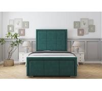 Sloomy Lancaster Emerald Plush Bed Frame With Mattress With 50" Upholstered Headboard 2'6 Small Single