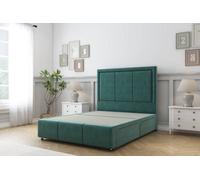 Sloomy Lancaster Emerald Plush Divan Bed No Drawers-26" Strutted Headboard 12" Footboard 2'6 Small Single