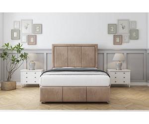 Sloomy Lancaster Mink Naples Divan Bed Set 2 Drawers Left Side - 54" Floor Standing & 12" Footboard 2'6 Small Single