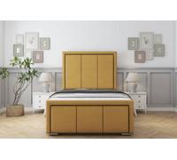 Sloomy Lancaster Mustard Plush Bed Frame With 50" Upholstered Headboard 2'6 Small Single