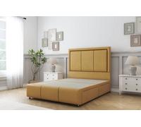Sloomy Lancaster Mustard Plush Divan Bed 4 Drawers-54" Floor Standing Headboard 12" Footboard 4' Small Double