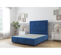 Sloomy Lancaster Navy Plush Divan Bed 2 Drawers Foot-End-26" Strutted Headboard 12" Footboard 4' Small Double