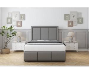 Sloomy Lancaster Pewter Dumfries Divan Bed Set 2 Drawers Foot-End - 26" Strutted & 12" Footboard 6' Super King