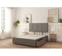 Sloomy Lancaster Pewter Tweed Divan Bed Base 2 Drawers Same Side With 26" Strutted Headboard 4' Small Double
