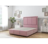 Sloomy Lancaster Pink Plush Divan Bed 4 Drawers-54" Floor Standing Headboard 12" Footboard 4' Small Double