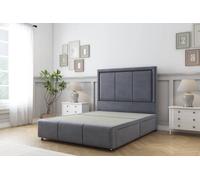 Sloomy Lancaster Plush Divan Base 4 Drawers-26" Headboard & 12" Footboard in Dark Grey | Size: Double Sloomy Dark Grey Double