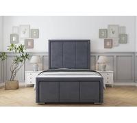 Sloomy Lancaster Plush Frame-Mattress - 50" Upholstered Headboard in Dark Grey | Size: Small Single Sloomy Dark Grey Small Single