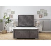 Sloomy Lancaster Slate Naples Bed Frame With 50" Upholstered Headboard 4' Small Double