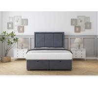 Sloomy Lancaster Steel Plush Ottoman Bed With Mattress With 54" Floor Standing Headboard 4' Small Double