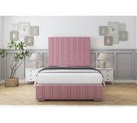Sloomy Langston Pink Plush Bed Frame With Mattress With 50" Upholstered Headboard 5' King