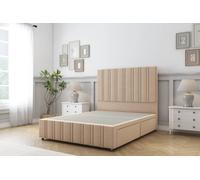Sloomy Langston Plush Divan Base No Drawers-54" Headboard & 12" Footboard in Stone | Size: Small Single Sloomy Stone Small Single