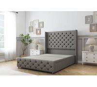 Sloomy Luthor Pewter Dumfries Divan Bed Base 2 Drawers Foot-End-54" Wingback Headboard & 12" Footboard 6' Super King