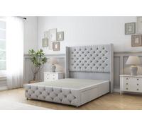 Sloomy Luthor Silver Naples Divan Bed Base No Drawers-54" Wingback Headboard & 12" Footboard 3' Single