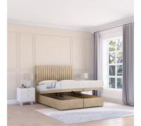 Sloomy Manhattan Almond Coniston 2Ft6 Ottoman Bed End Opening With Sprung Memory Mattress & 26" Headboard-Small Single