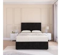 Sloomy Manhattan Black Plush 4Ft6 Memory Foam Bed Set With No Drawers, Mattress & Headboard- Double