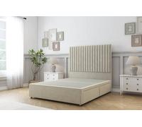Sloomy Manhattan Cream Plush Divan Bed Base No Drawers With 54" Floor Standing Headboard 6' Super King