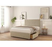 Sloomy Manhattan Cream Plush Divan Bed With Mattress 2 Drawers Foot-End 26" Strutted Headboard 5' King