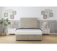 Sloomy Manhattan Cream Plush Ottoman Bed With Mattress With 26" Strutted Headboard 4' Small Double