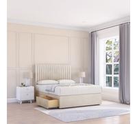 Sloomy Manhattan Divan Bed Base 4 Drawers & 26" Struts Headboard in Cream | Size: King Sloomy Cream King