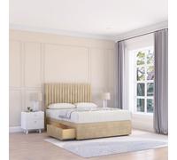 Sloomy Manhattan Divan Bed Base 4 Drawers & 54" Floor Standing Headboard in Cream | Size: Super King Sloomy Cream Super King