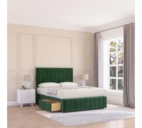 Sloomy Manhattan Divan Bed Base No Drawers & 54" Floor Standing Headboard in Emerald | Size: Super King Sloomy Emerald Super King
