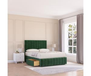 Sloomy Manhattan Divan Bed Base No Drawers & 54" Floor Standing Headboard in Emerald | Size: Super King Sloomy Emerald Super King