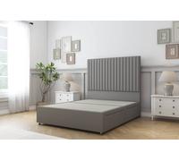 Sloomy Manhattan Dumfries Divan Bed Base No Drawers - 26" Headboard in Light Grey | Size: Small Double Sloomy Light Grey Small Double
